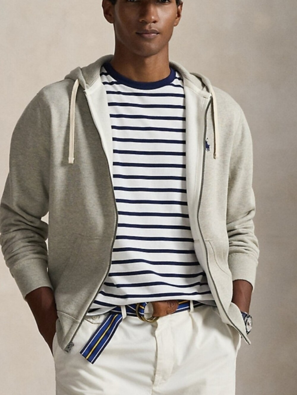 Polo by Ralph Lauren Men’s Light Gray Zip Hoodie